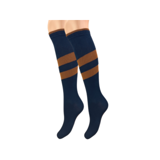 Kniekous Streep Diagonaal Marineblauw/Bruin