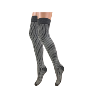 Overknee kousen Visnet Grijs/Zwart