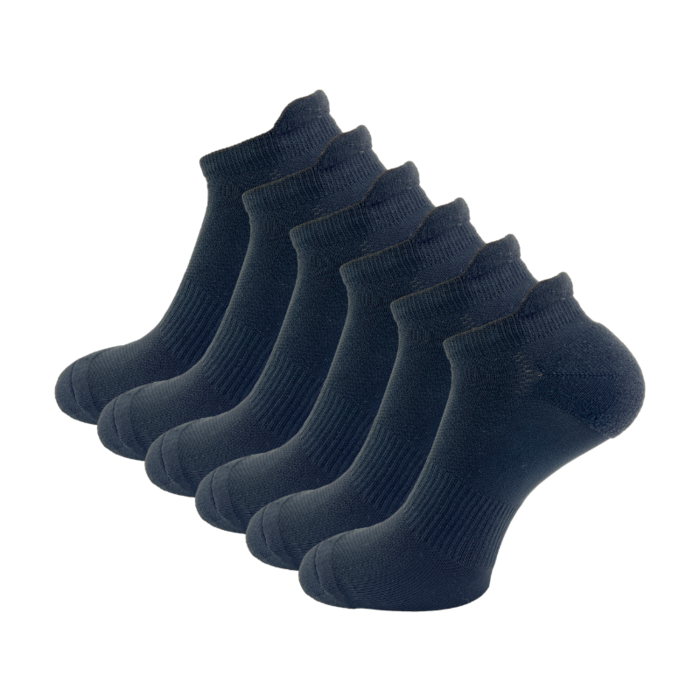 6 paar Compressie Hardloop Sneakersokken - Zwart