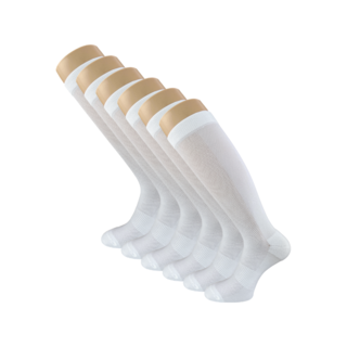 6 paar Compressie Kniekousen Wit