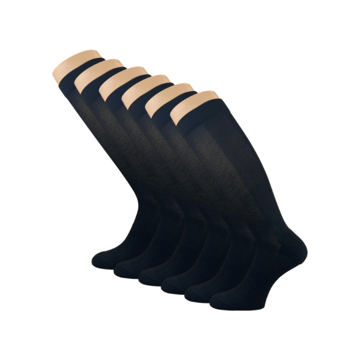 6 paar Compressie Kniekousen - Zwart