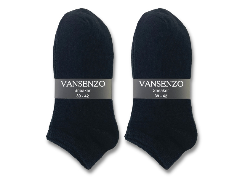 10 paar Heren sneakersokken - VANSENZO - Basic - Zwart