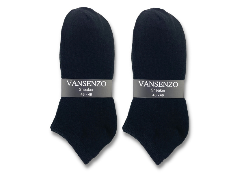 10 paar Heren sneakersokken - VANSENZO - Basic - Zwart