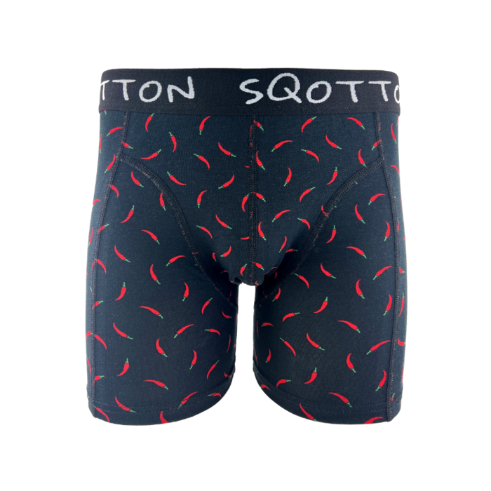Boxershort - SQOTTON® - Chili Peppers - Zwart