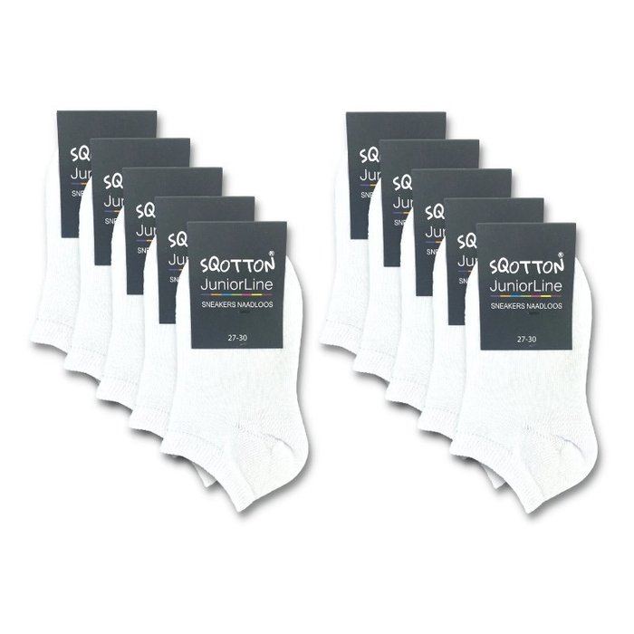 10 paar Kids Sneakersokken - SQOTTON® - Wit