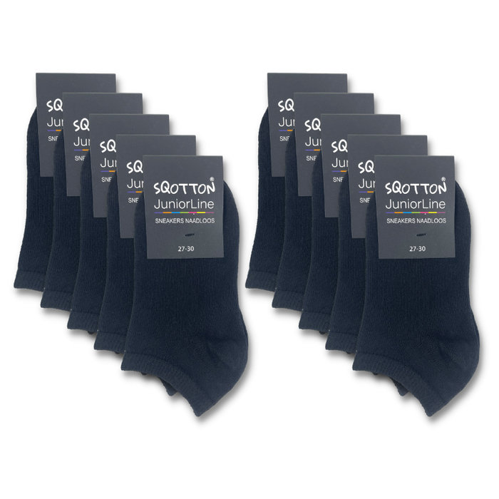 10 paar Kids Sneakersokken - SQOTTON® - Zwart