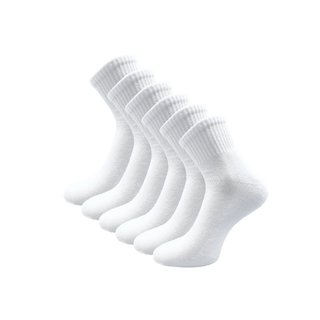 6 paar Badstof Quarter Sneakersokken Wit