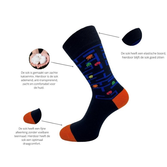 8 paar Naadloze sokken Retro Game