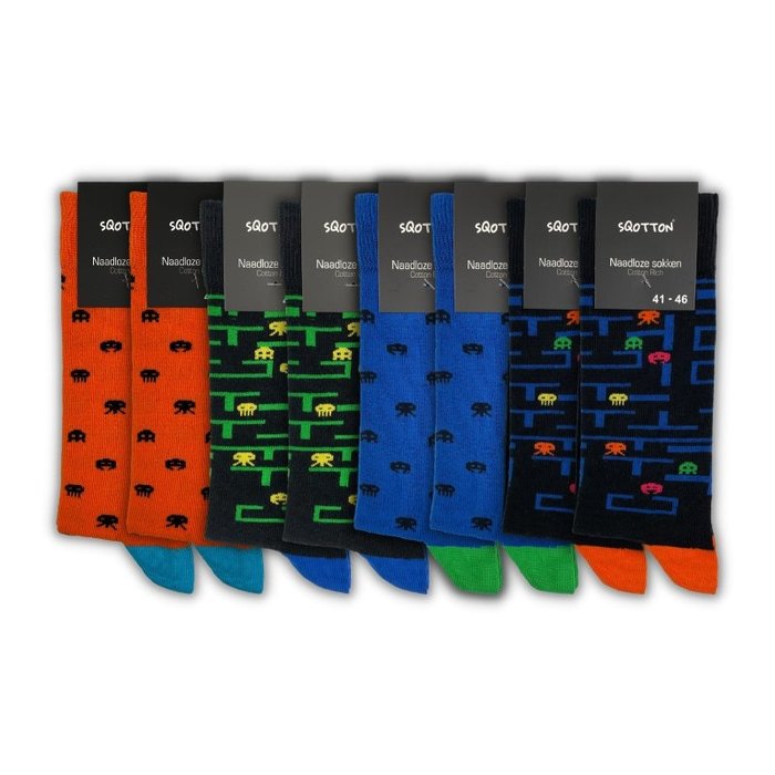8 paar Naadloze sokken Retro Game