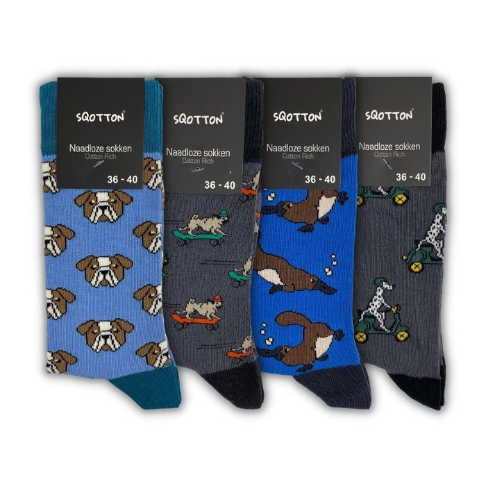 4 paar Naadloze sokken Funky Animals