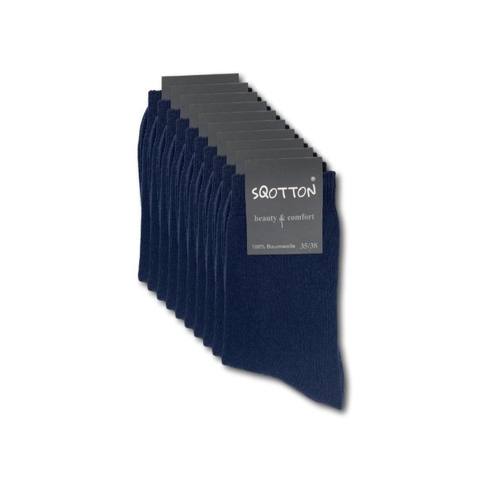 10 paar Damessokken 100% Katoen Naadloos Marineblauw