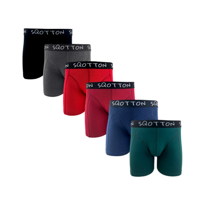Heren boxershorts SQOTTON® 6 stuks Basic/Casual