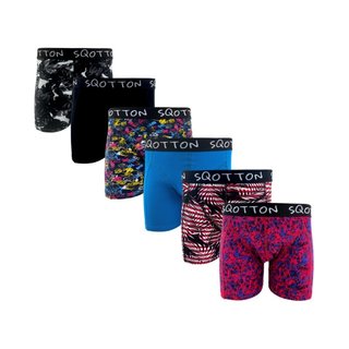 Heren boxershorts SQOTTON® 6 stuks Criss Cross/Jungle