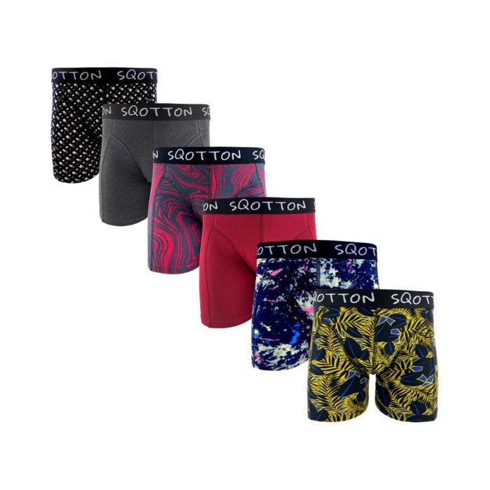 Heren boxershorts SQOTTON® 6 stuks Spetters/Jungle