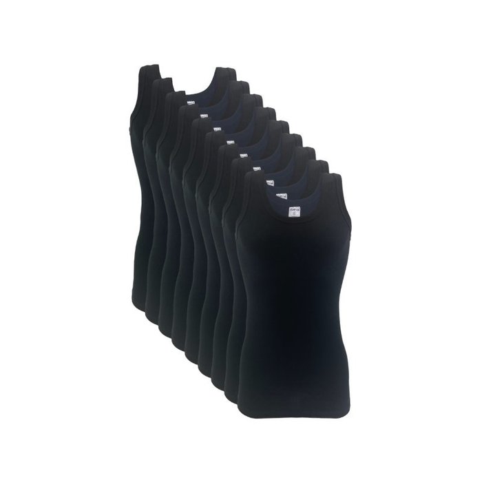 9 stuks Onderhemd 100% Katoen Zwart