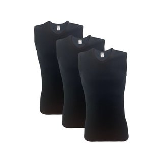 3 stuks A-shirt V-hals mouwloos Zwart