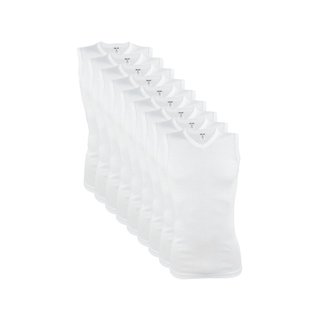 9 stuks A-shirt V-hals mouwloos Wit