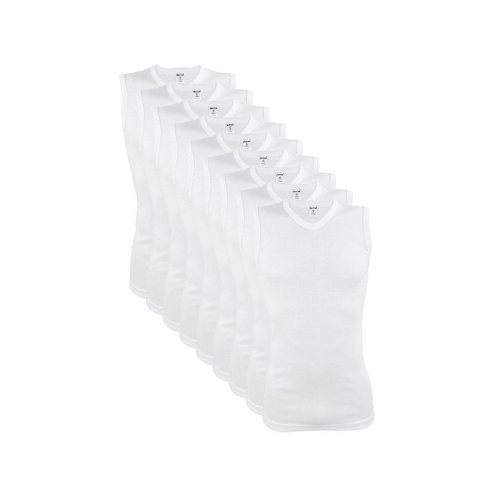9 stuks A-shirt V-hals mouwloos 100% Katoen Wit