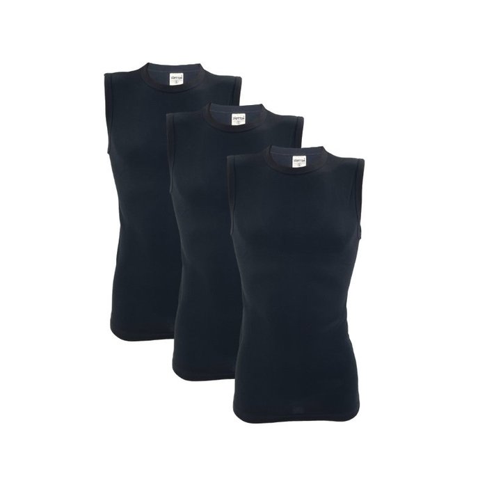 3 stuks A-shirt O-neck mouwloos 100% Katoen Zwart
