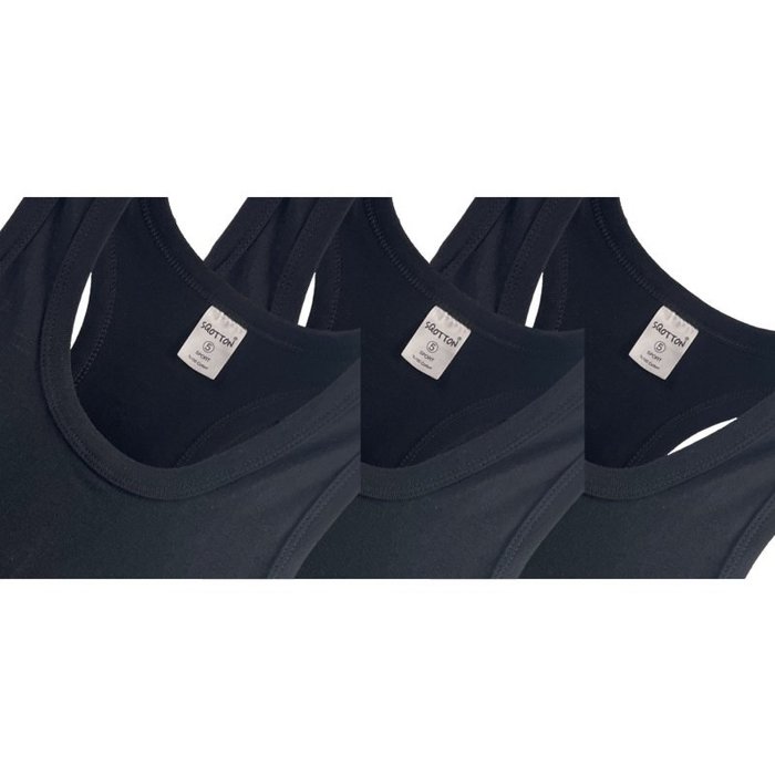 9 stuks Halterhemd 100% Katoen Zwart