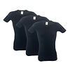 3 stuks V-hals T-shirt 100% Katoen Zwart