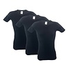 3 stuks V-hals T-shirt Zwart
