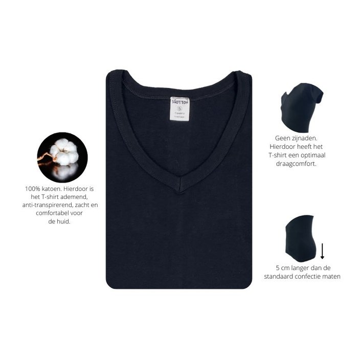 9 stuks V-hals T-shirt 100% Katoen Zwart