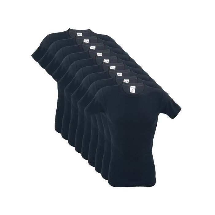 9 stuks O-neck T-shirt 100% Katoen Zwart