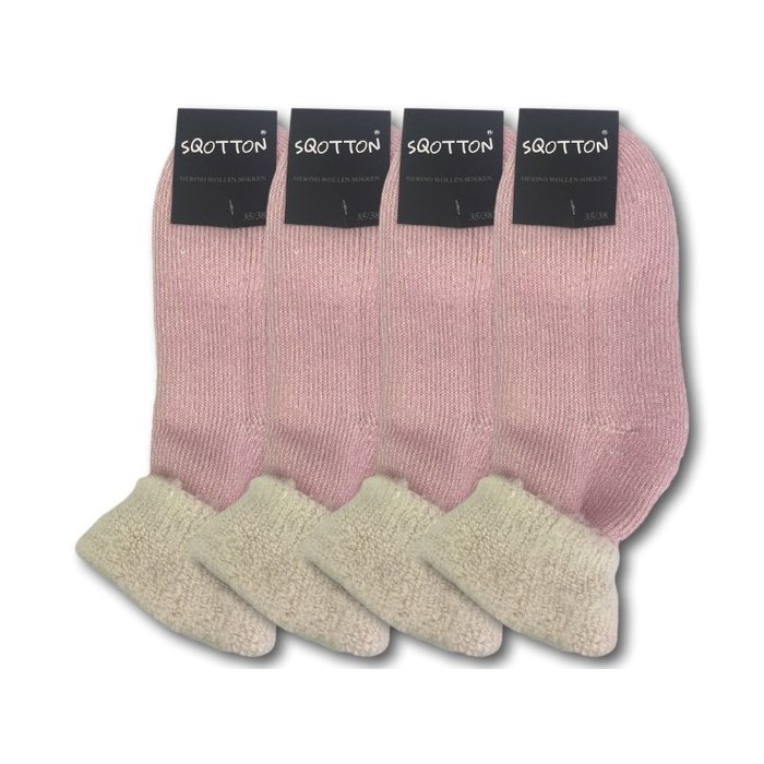 4 paar Merinowollen Huissokken Roze