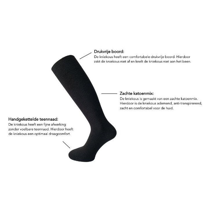 4 paar Kniekousen Naadloos Zwart
