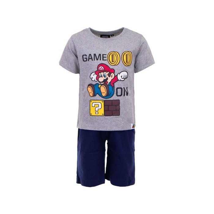 Kinderpyjama Shortama Super Mario Grijs/Marineblauw