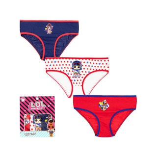 3 Pack Meisjes slips LOL Surprise Rood-Wit-Blauw