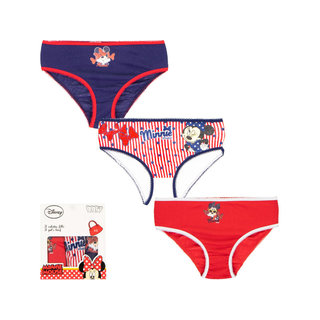 3 Pack Meisjes slips Minnie Mouse Marineblauw-Rood/streep-Rood