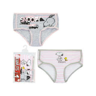 2 Pack Meisjes slips Snoopy Grijs-Roze
