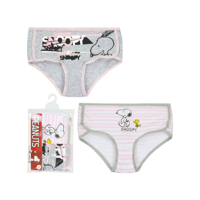 2 Pack Meisjes slips Snoopy Grijs-Roze