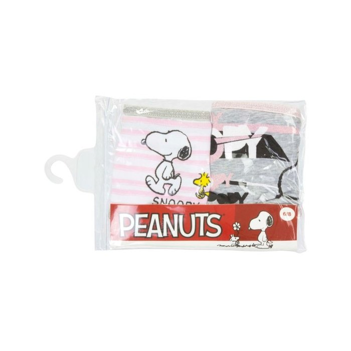 2 Pack Meisjes slips Snoopy Grijs-Roze