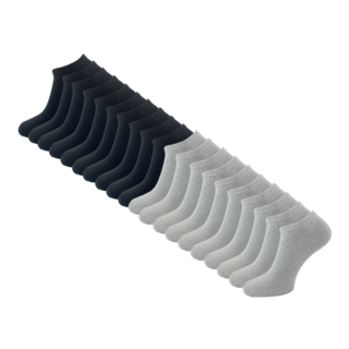 20 paar Sneakersokken Basic - Zwart-Grijs