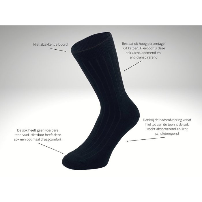 Outdoor Sokken - Rib - Naadloos - Gold Label - Zwart