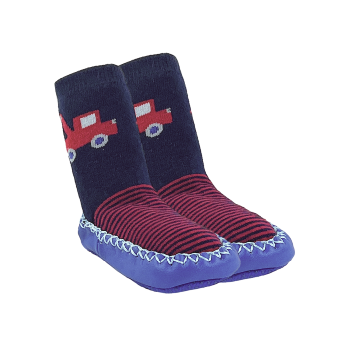 Baby Slofjes - Jongens Pantoffels - Marineblauw-Rood