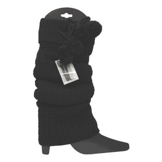Beenwarmer - Gebreid - Pompon - Zwart
