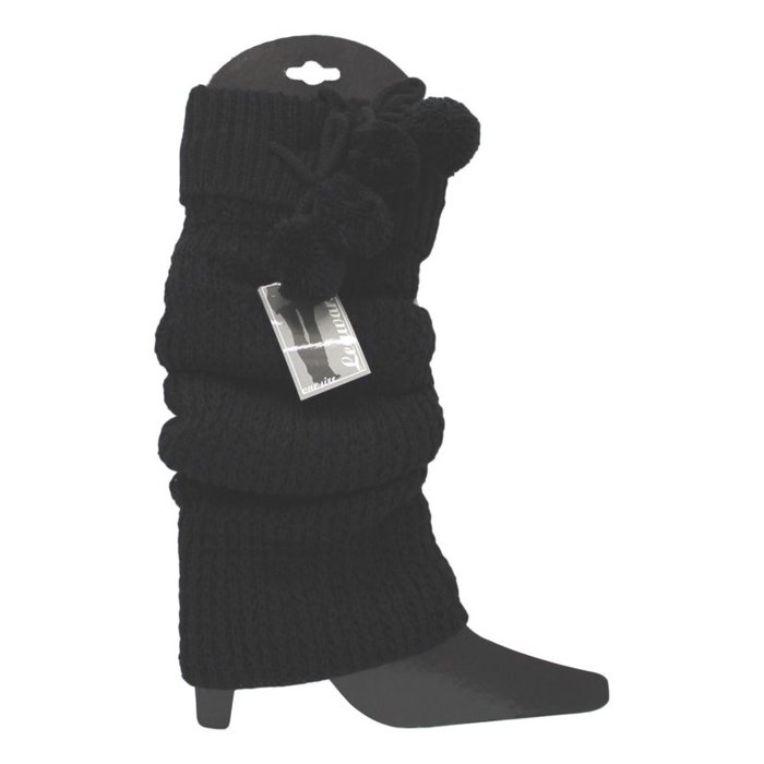 Beenwarmer - Gebreid - Pompon - Zwart