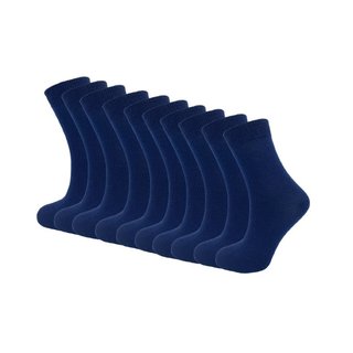 10 paar Damessokken 100% Katoen Naadloos Donkerblauw