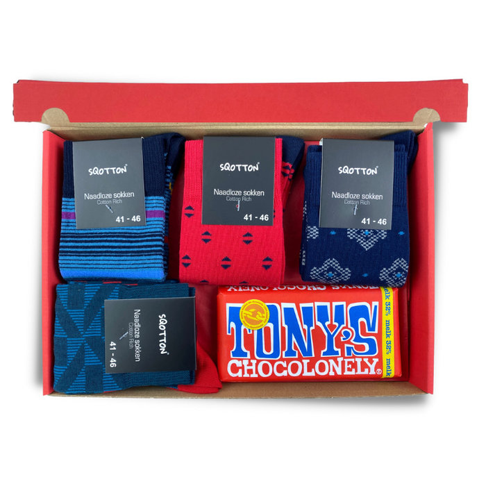 Naadloze sokken met chocolade Giftbox Glens Rood