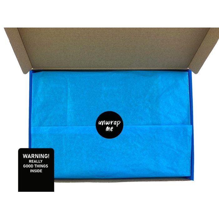 Vrolijke sokken met chocolade Giftbox Tropical Blauw