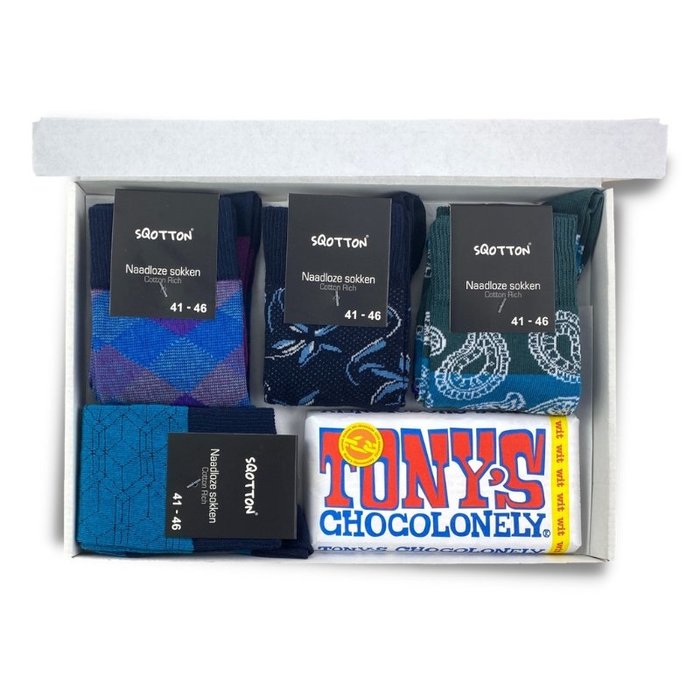Naadloze sokken met chocolade Giftbox Munros Wit