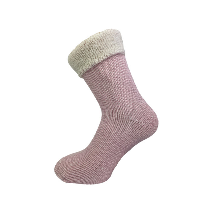 Merino wollen huissok met chocolade Cadeaupakket Roze