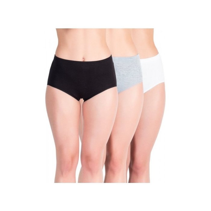 3 stuks Katoenen dames slips High Waist Zwart-Grijs-Wit