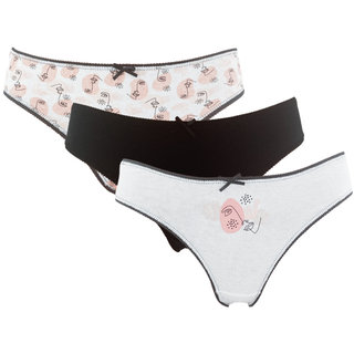 3 stuks Katoenen dames slips Art zalm-zwart