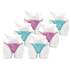6 stuks Dames strings Low rise Kant Roze-Blauw