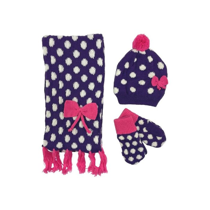 Winterset 3-delig Stippen Paars-Roze